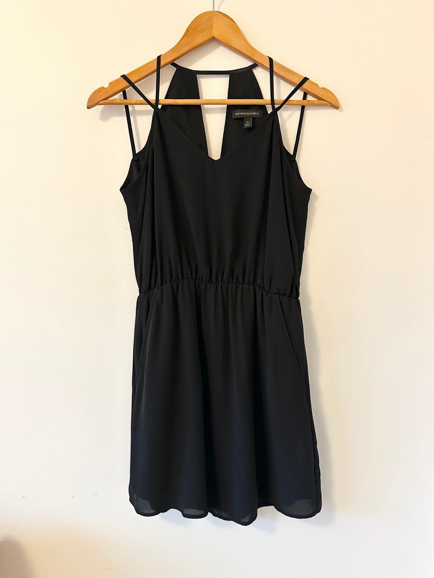 Banana Republic Black Strappy Mini Dress With Pockets | Size 0