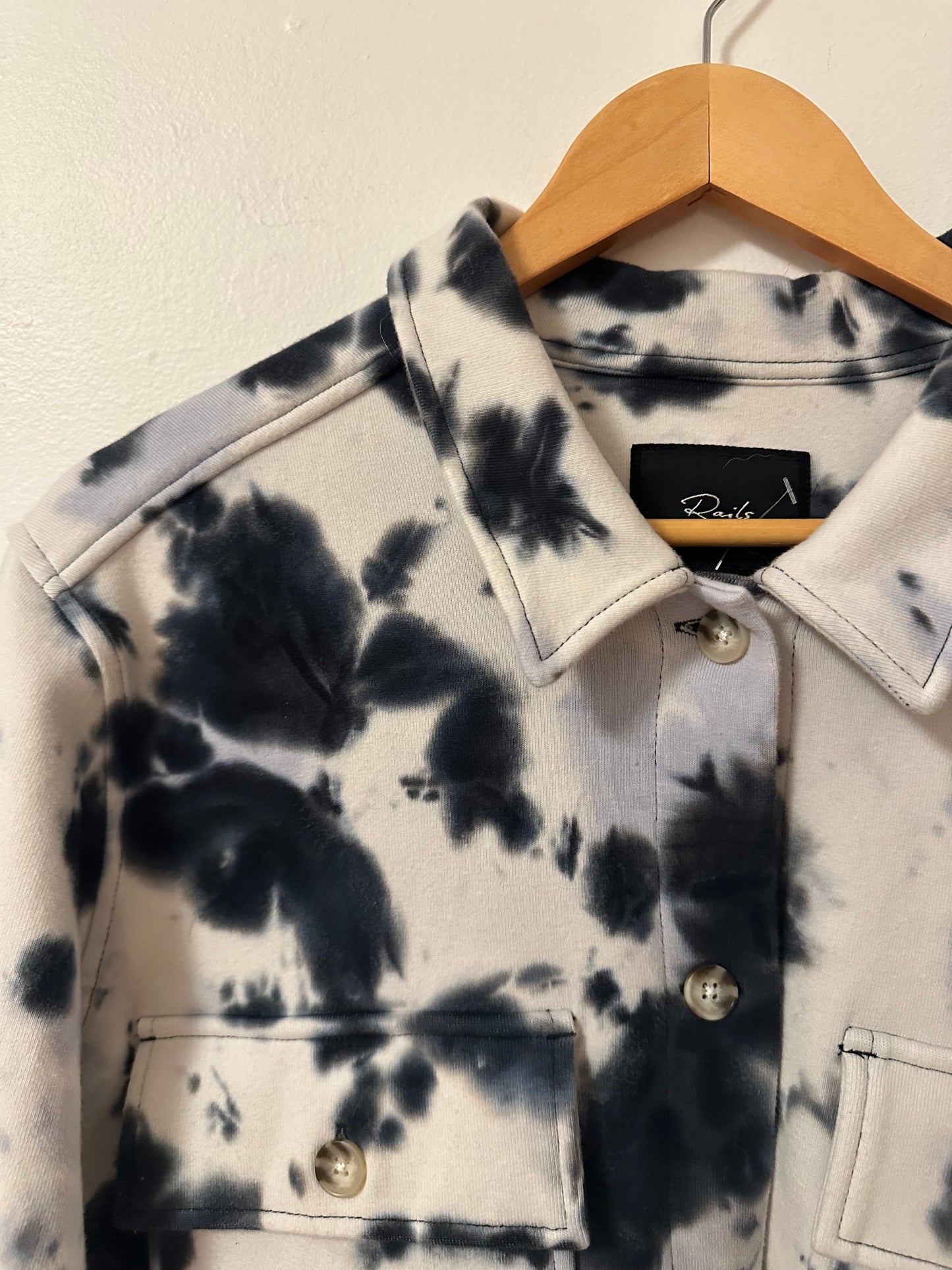 Rails Steffi Tie-Dye Jacket with Flap Pockets in Navy Charcoal | Size Large