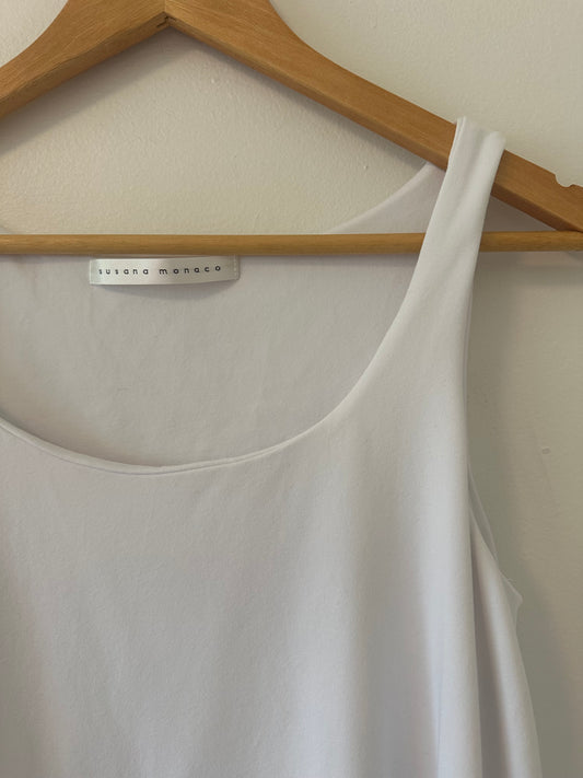Susana Monaco Double Layer White Aliona Tank Top Size Small