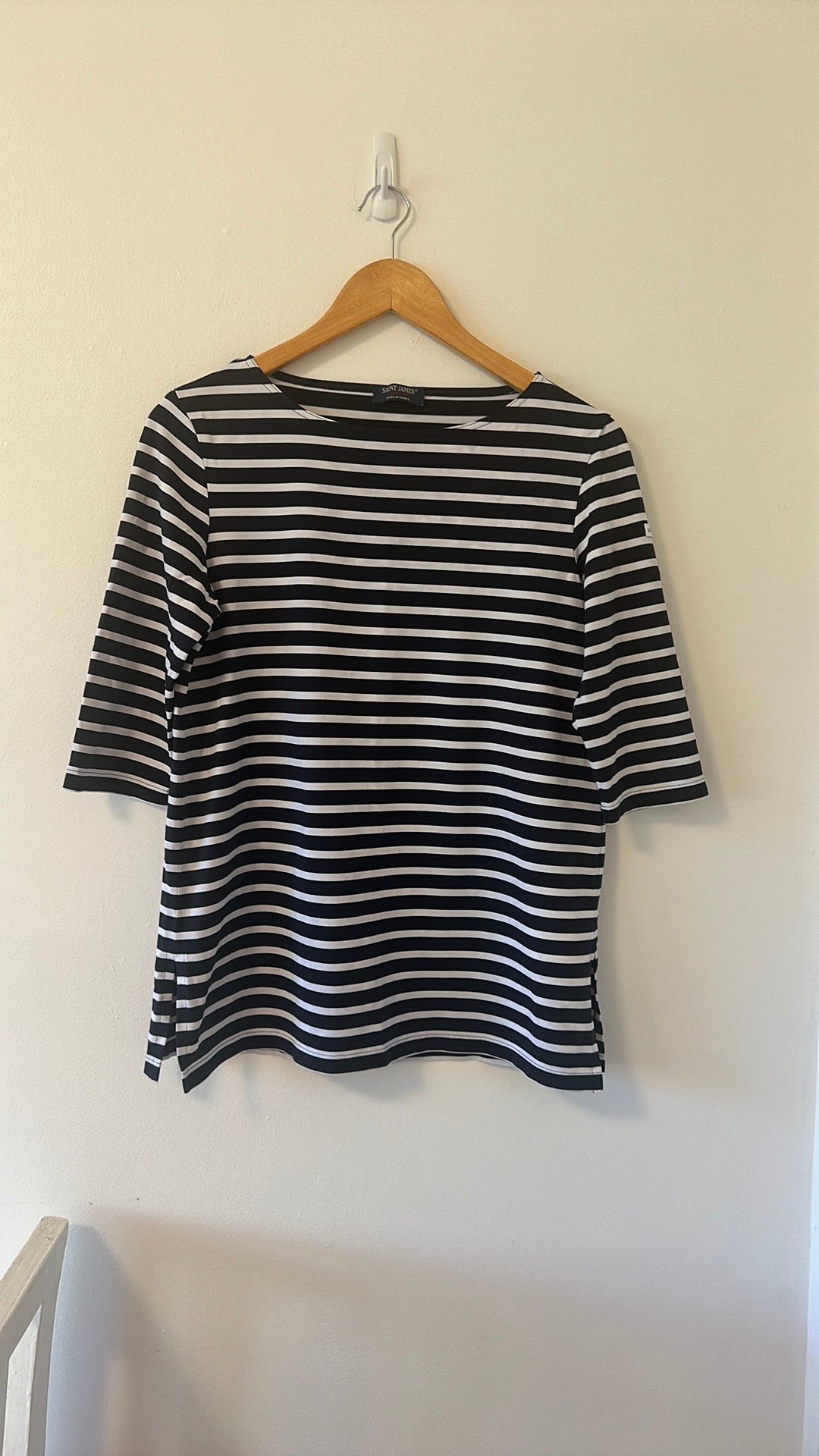Saint James Phare Boat Neck Striped Tunic with Slits - Size 10