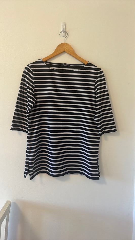 Saint James Phare Boat Neck Striped Tunic with Slits - Size 10