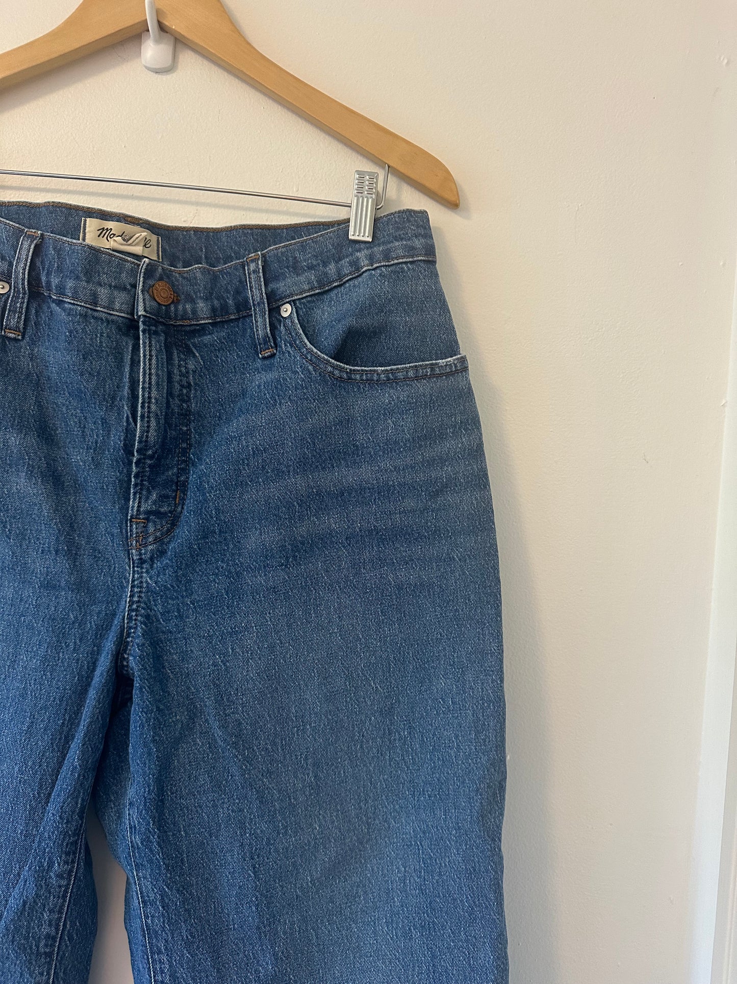 Madewell The Perfect Vintage Wide-Leg Crop Jeans in Blue - Size 32P