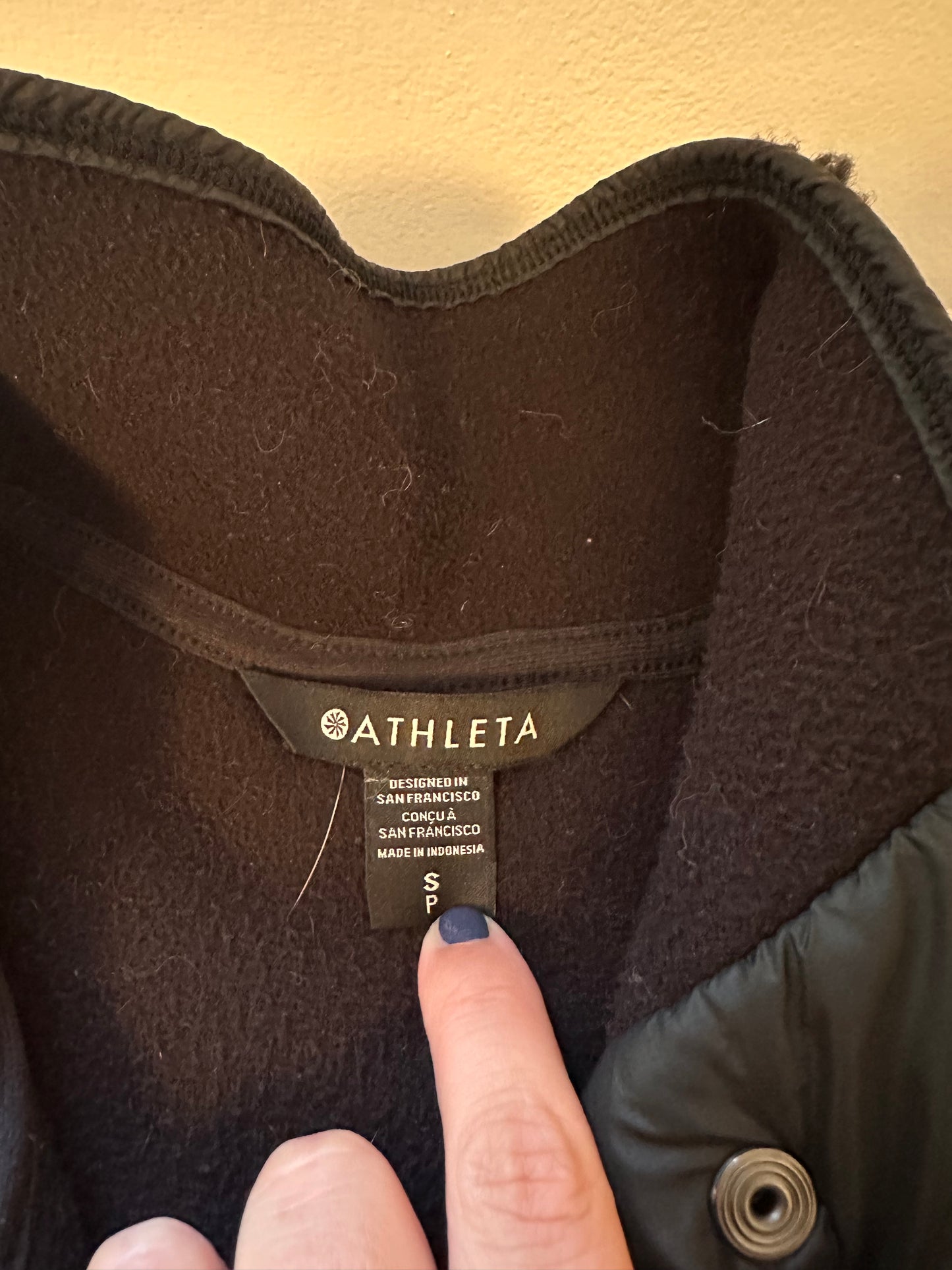 Athleta Cozy Sherpa Snap Black Teddy Jacket | Size Small