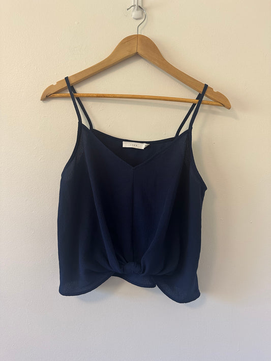 Lush Navy Blue Spaghetti Strap Camisole with Knot Detail | Size Small