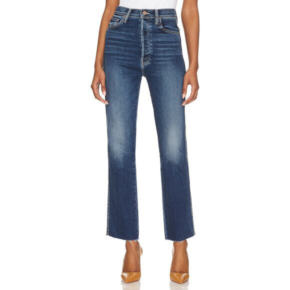 Mother Tippy Top Frisky Flood High-Rise Slim Cropped Fray Jeans - Size 24