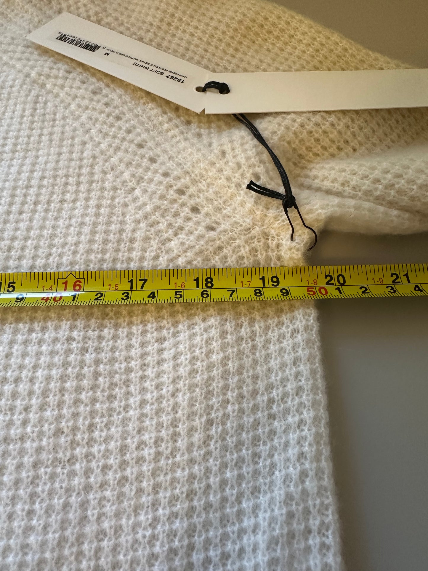 NWT White + Warren Cashmere Waffle Sweatshirt Sweater in Cream | Size Small