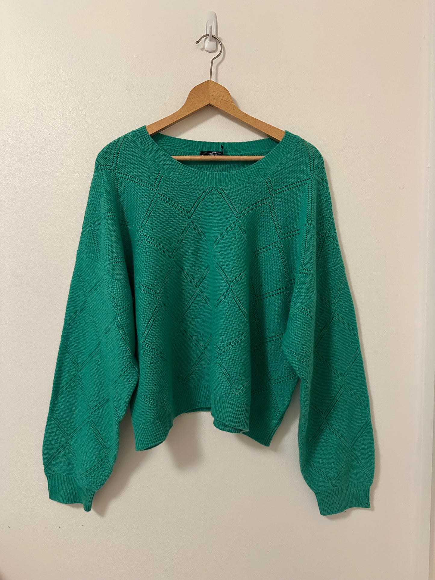 Vineyard Vines Women's Teal Pointelle Cashmere Sweater | Size XL