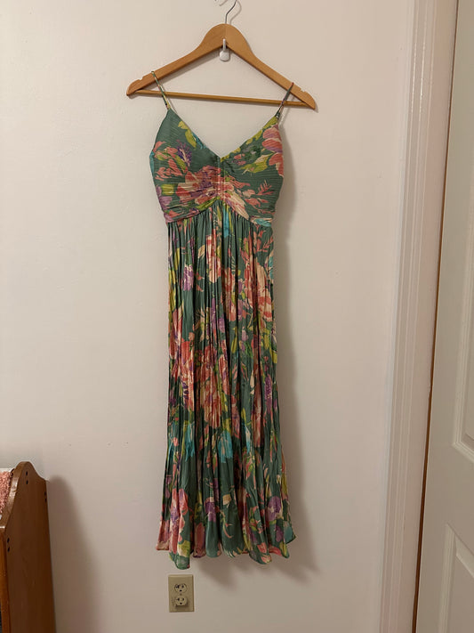 ASTR the Label Women's Floral Spaghetti Strap Pleated Empire Waist Dress Size XS