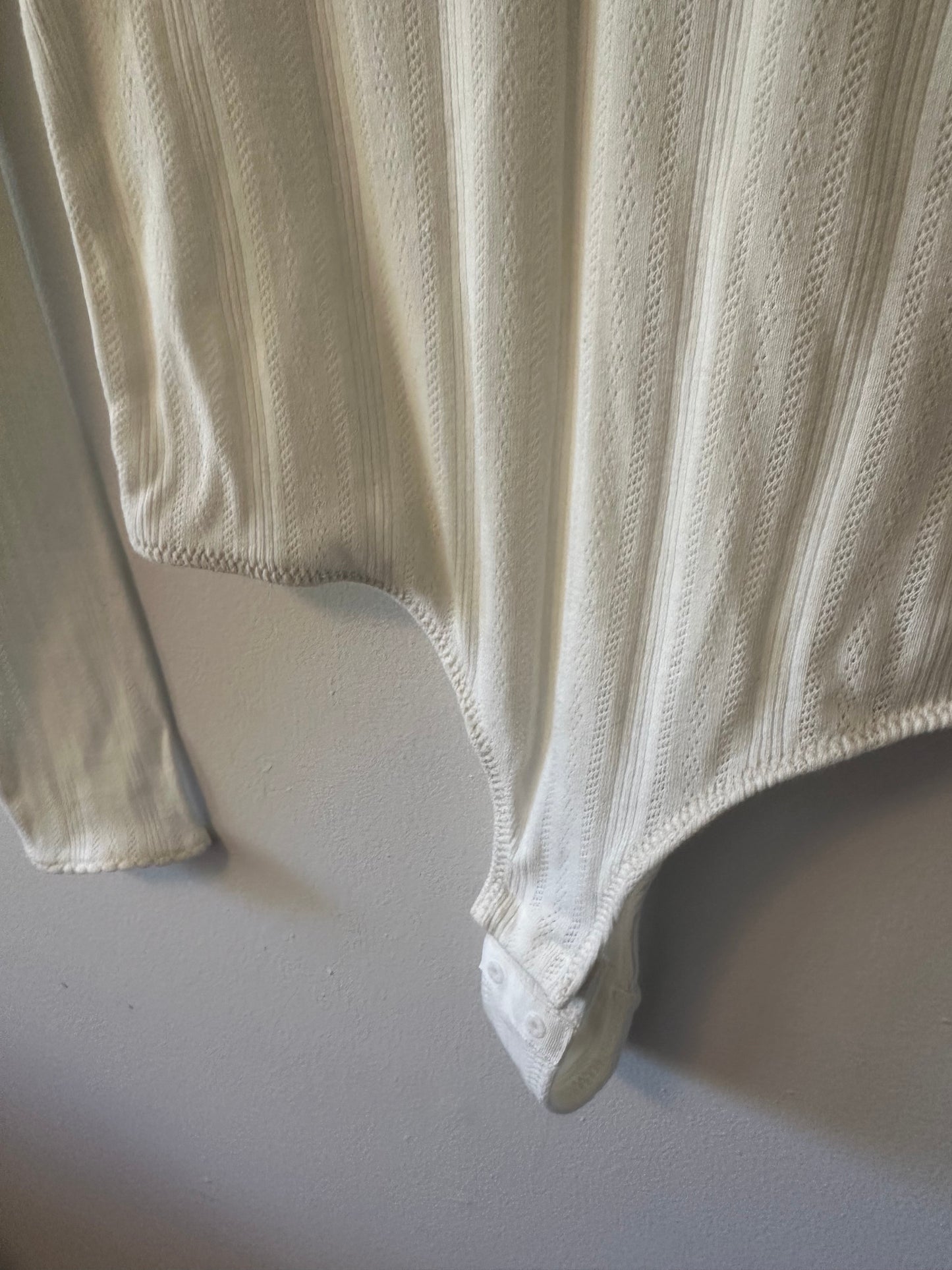 J. Crew Pointelle Cotton Long Sleeve Bodysuit in Ivory | Size Small