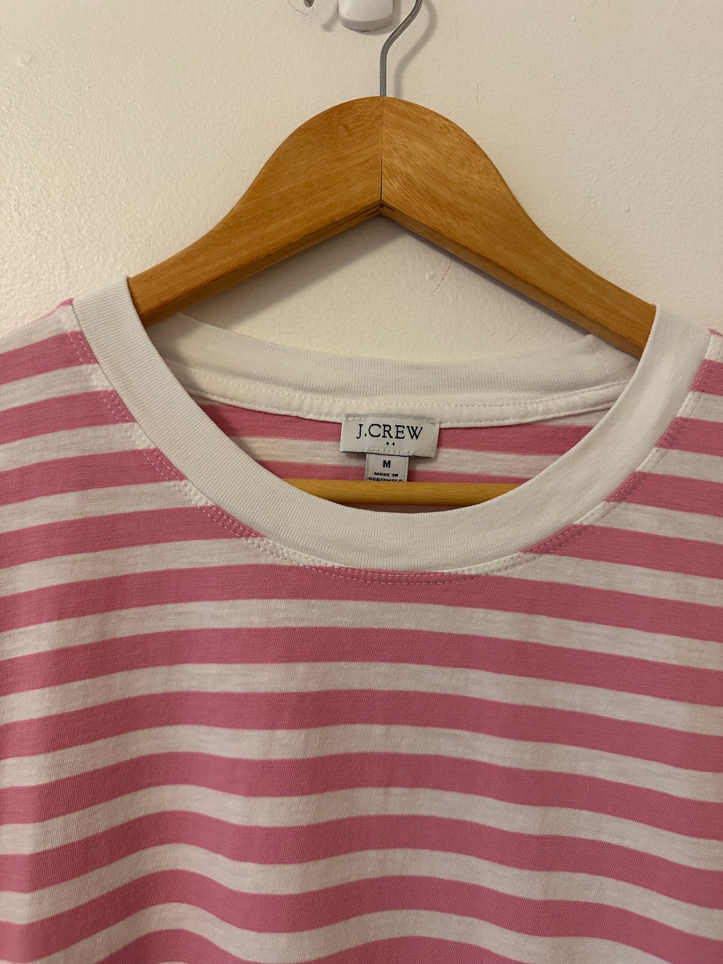 J.Crew Pink and White Striped Long Sleeve Slub Shirt - Size Medium
