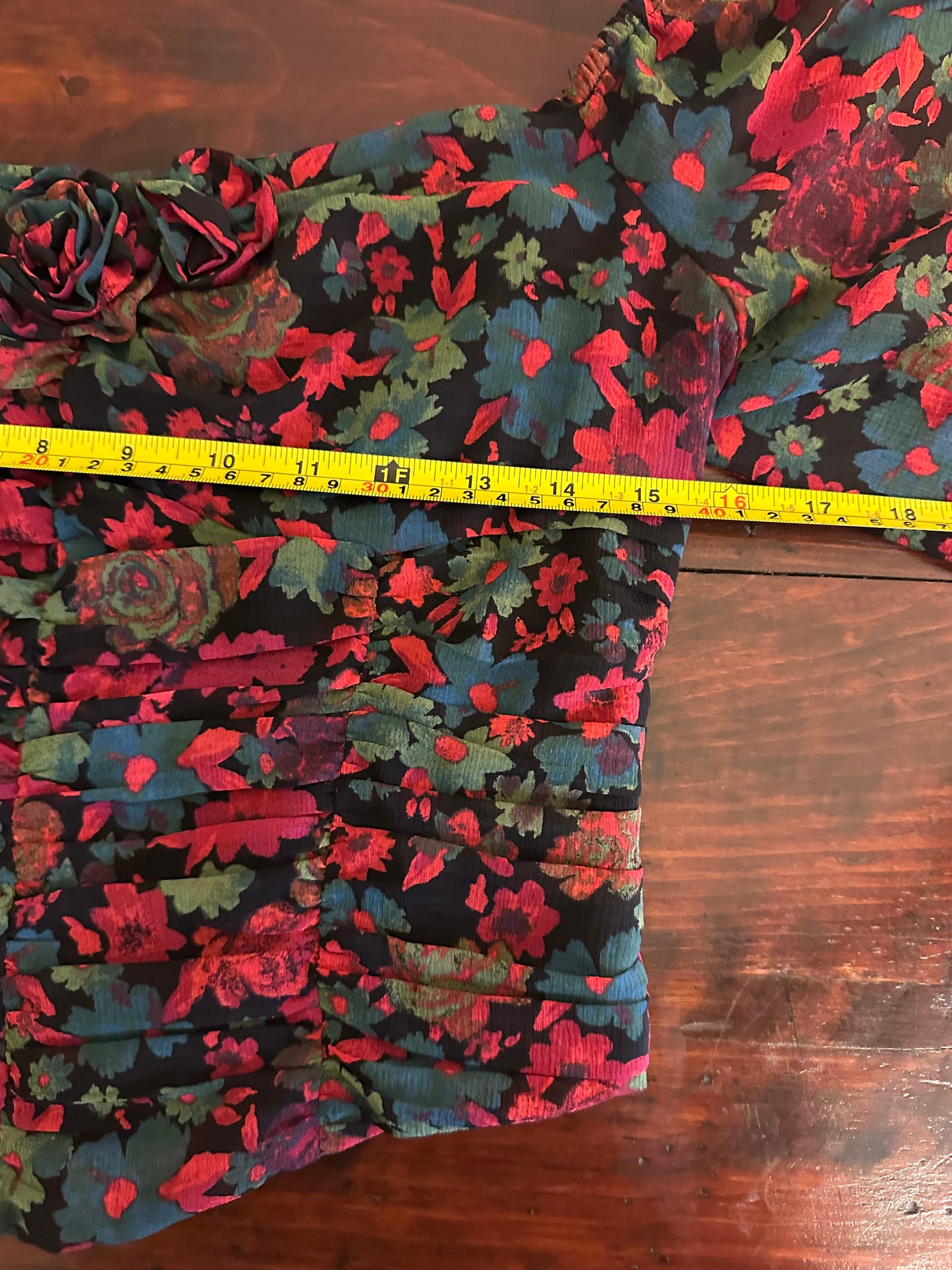 Free People Oh La La Floral Blouse - Red and Black in Size Medium