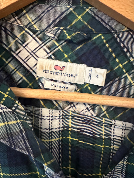 Vineyard Vines Plaid Relaxed Fit Button Down Shirt Size 4