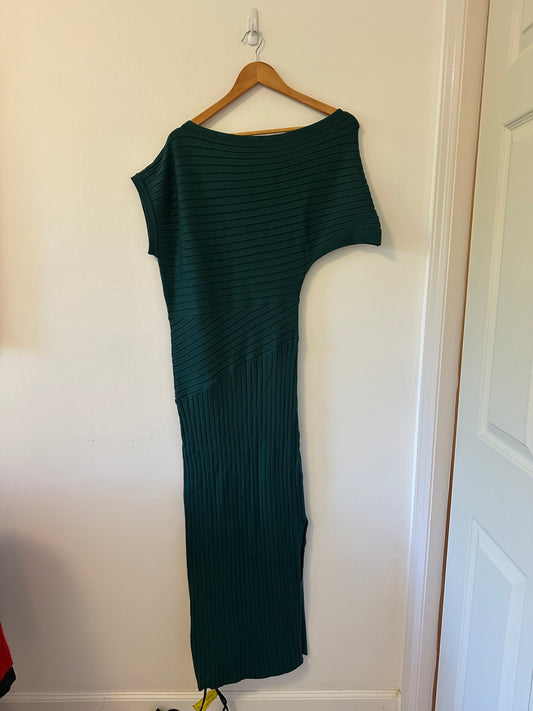 Adeline Clothing Marble - NWT Get Close Ribbed Dress in Dark Green | Size Medium
