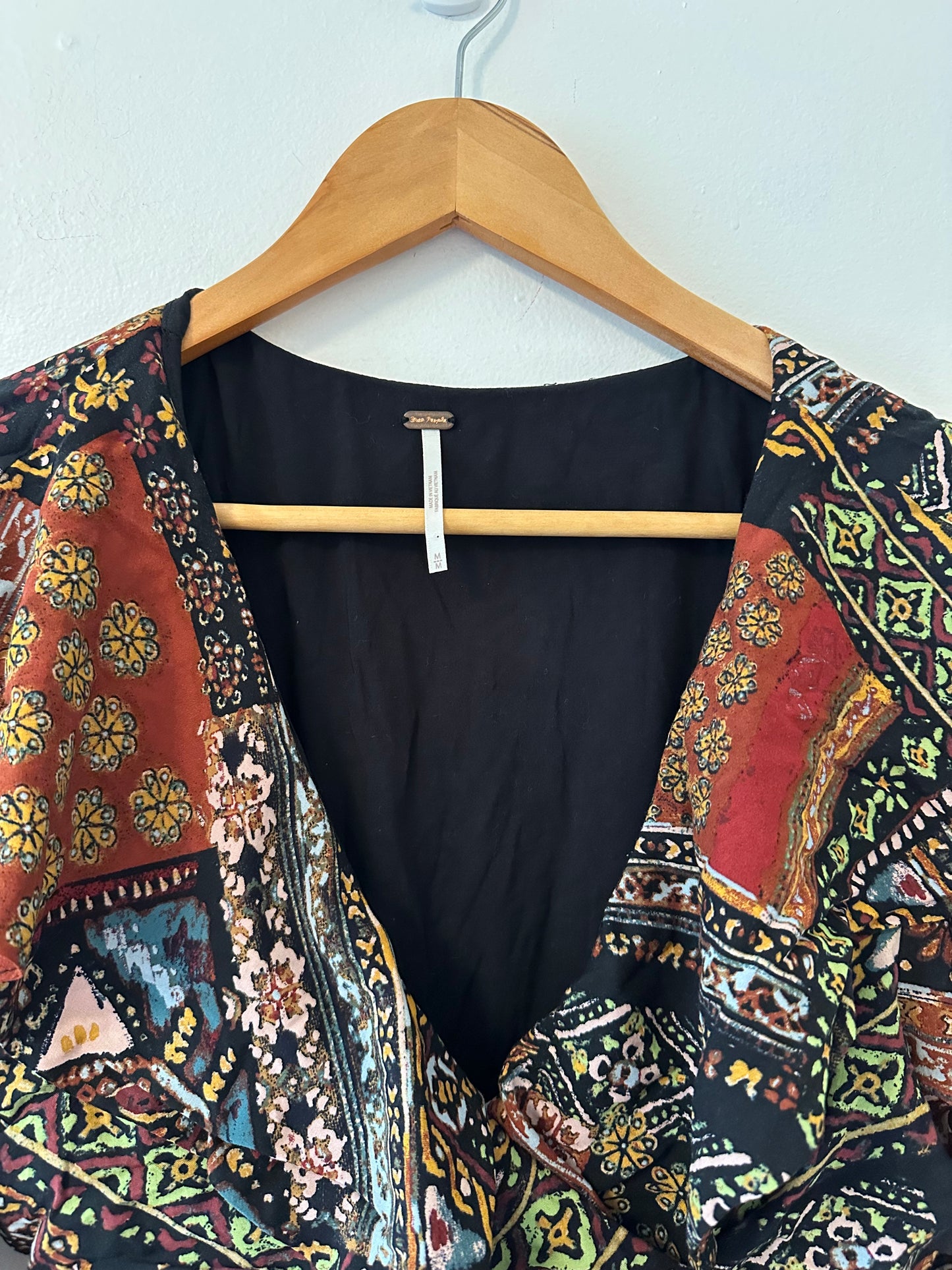 Free People Lennon Multicolor Patchwork Long Sleeve Maxi Dress - Size Medium