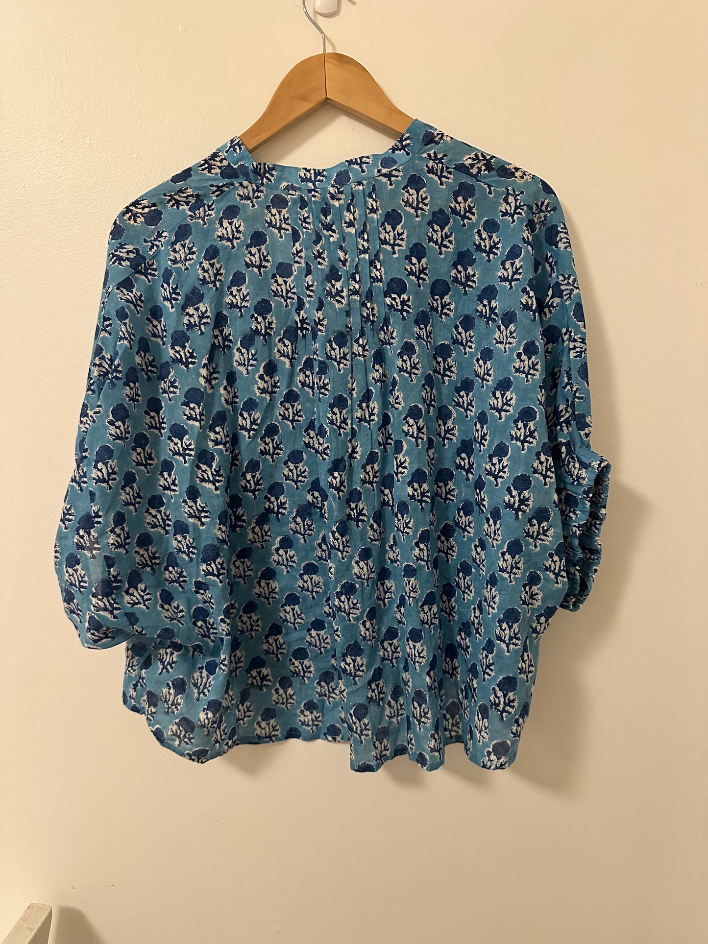 Emerson Fry India Collection Mandarin Collar Top in Blue - One Size