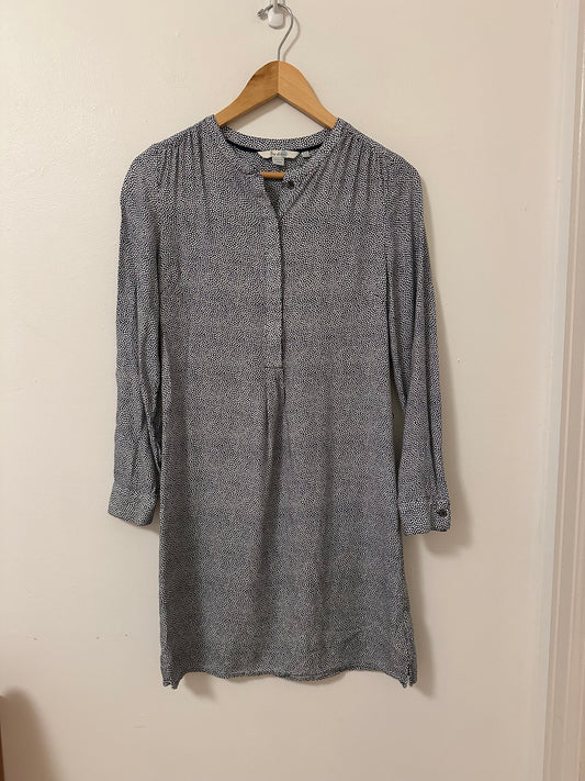 Boden Women's Blue Printed Long Sleeve Henley Mini Dress | Size 2