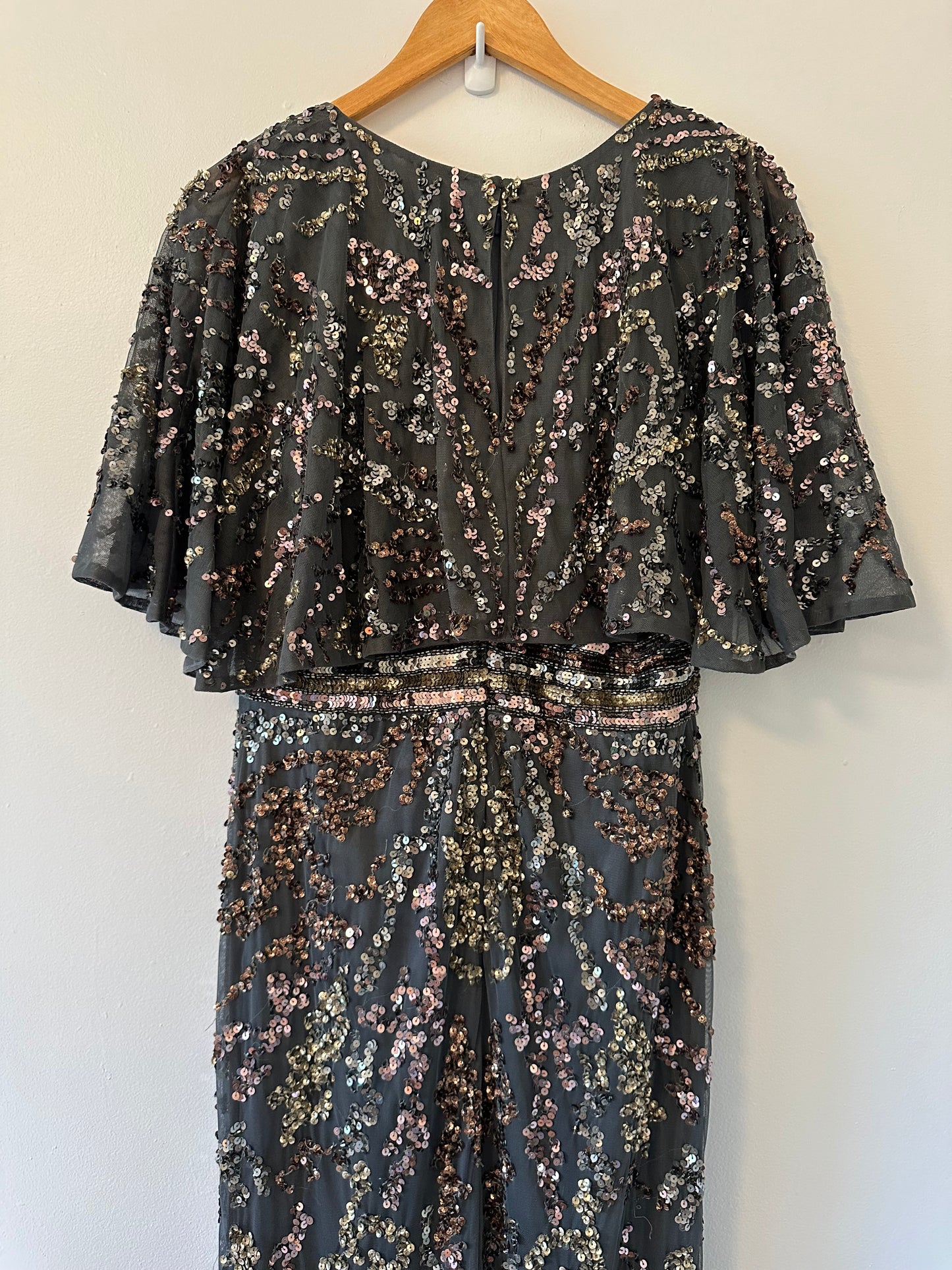 Mac Duggal Embellished Cape Sleeve Gown - Size 10