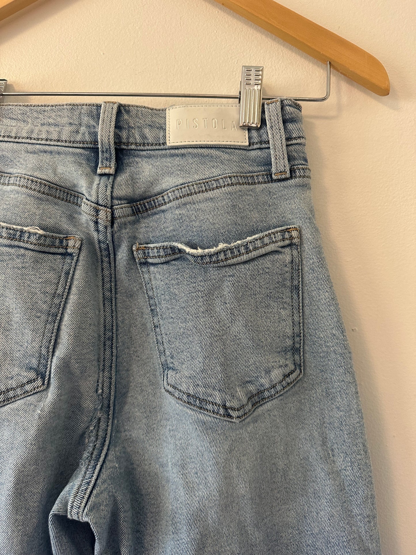 Pistola Lana Cropped Cuffed Wide Leg Relaxed Jeans in Snowcat | Size 25