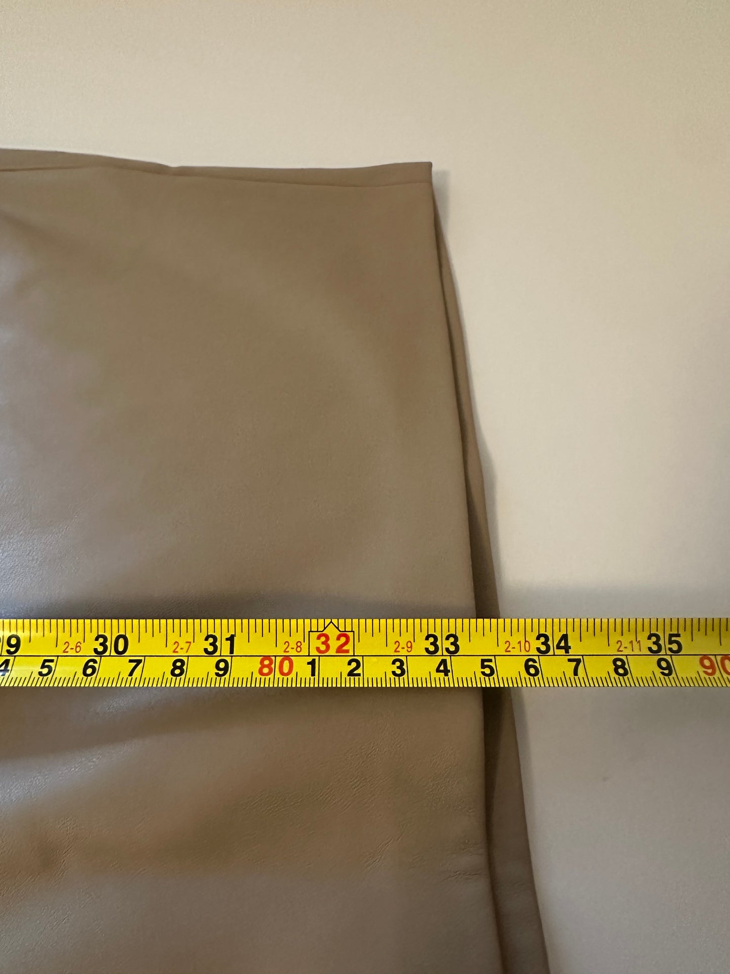 Topshop Faux Leather Tan Pencil Midi Skirt | Size 10