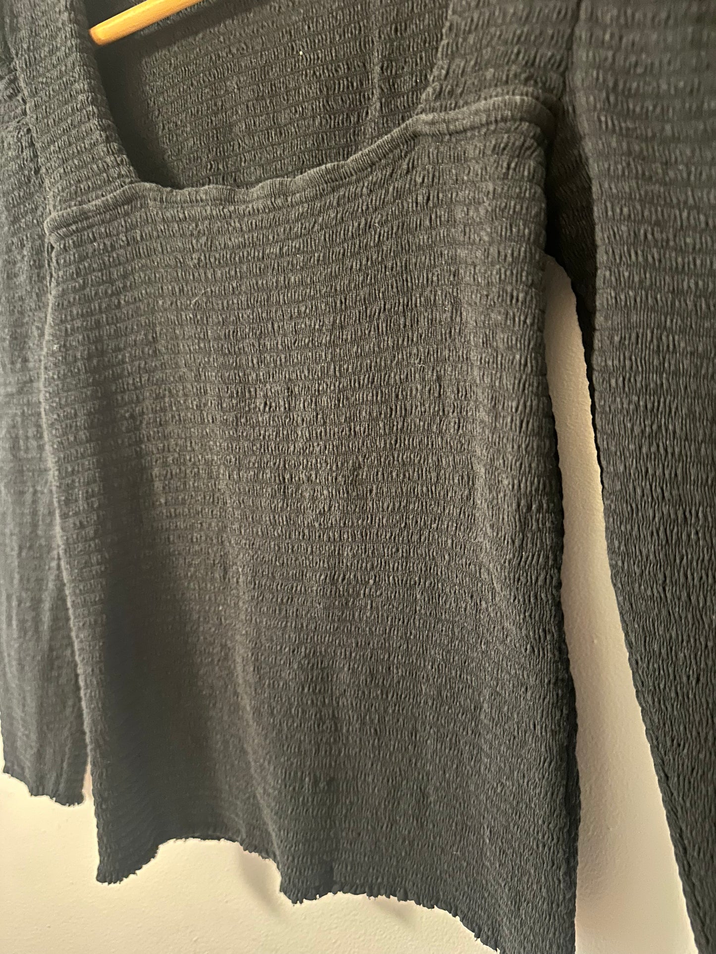 Nation LTD Alexandra Smocked Long Sleeve Top in Black | Size Medium