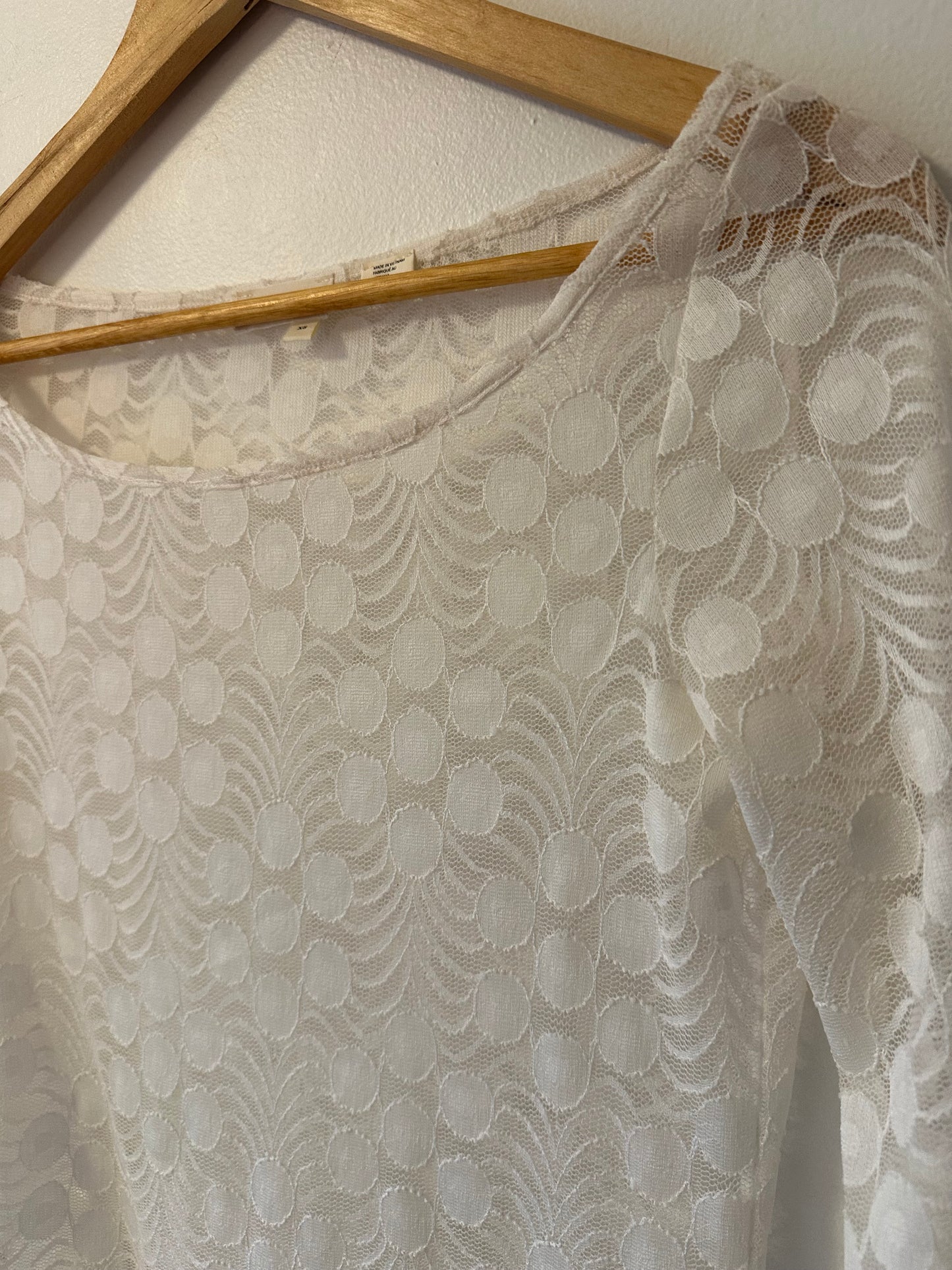 Anthropologie Meadow Rue Sheer Cream Polka Dot Top With Ruched Sides | Size XS