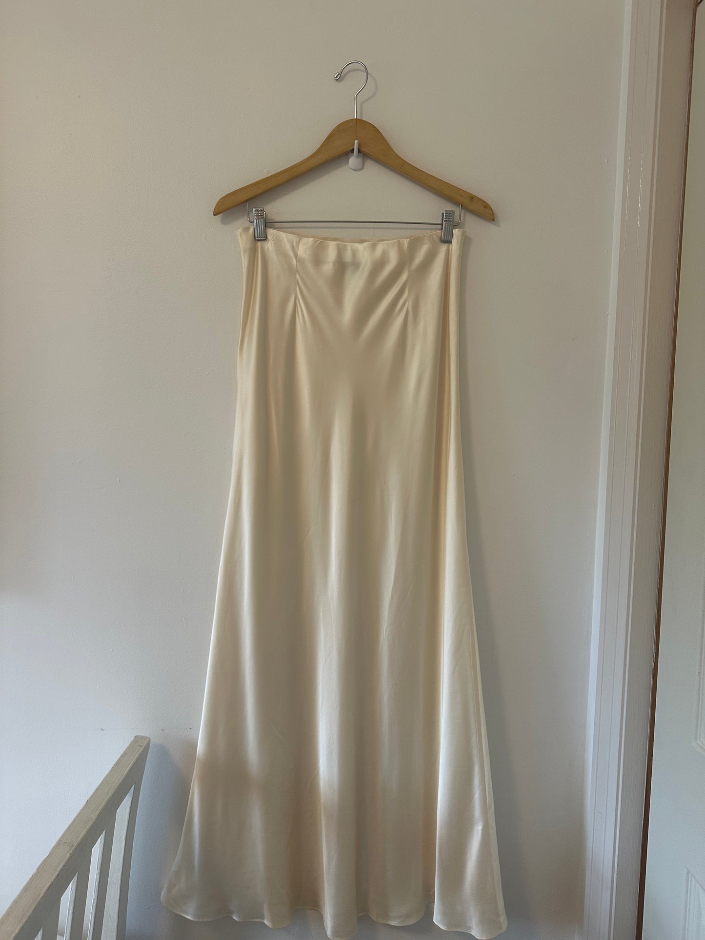 Reformation Bella Cream Silk Maxi Skirt - Size Medium
