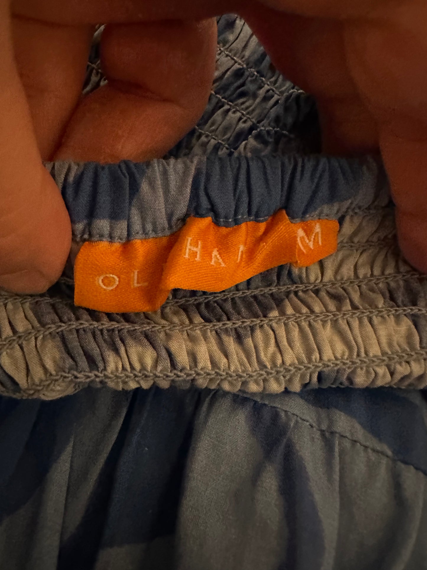 Oliphant Ashbury Smocked Back Cotton Maxi Dress in Blue | Size Medium