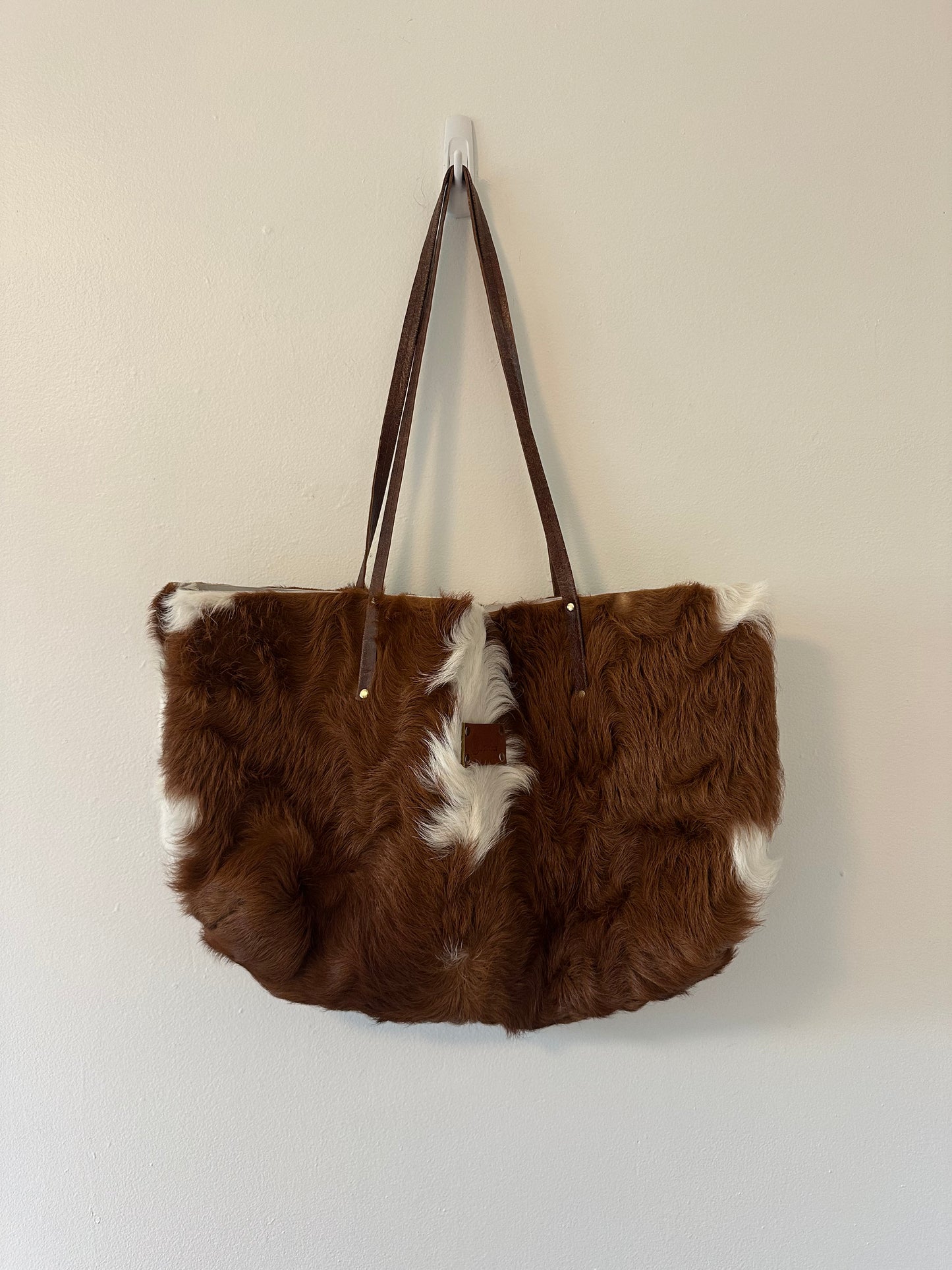 Ma & Pembum Brown & White Cowhide Tote Bag