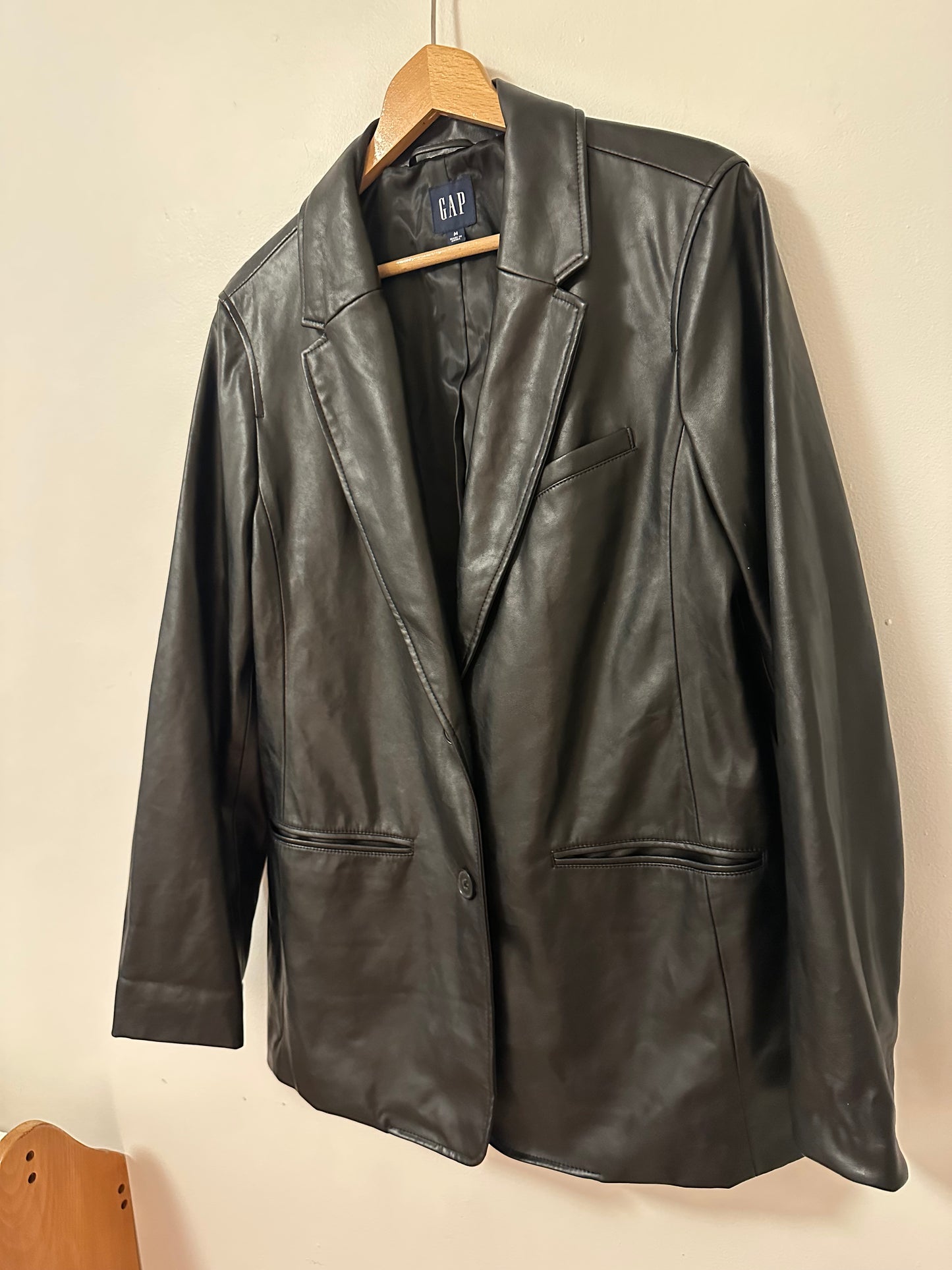 GAP Women's Vintage Black Leather Blazer Jacket | Size Medium