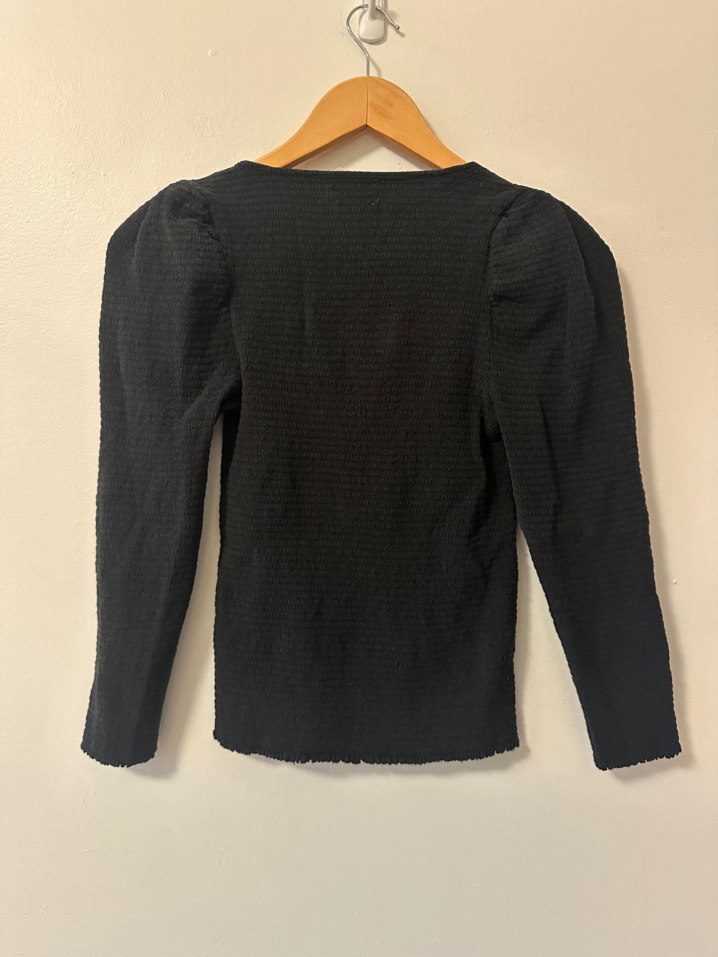 Nation LTD Alexandra Smocked Long Sleeve Top in Black | Size Medium