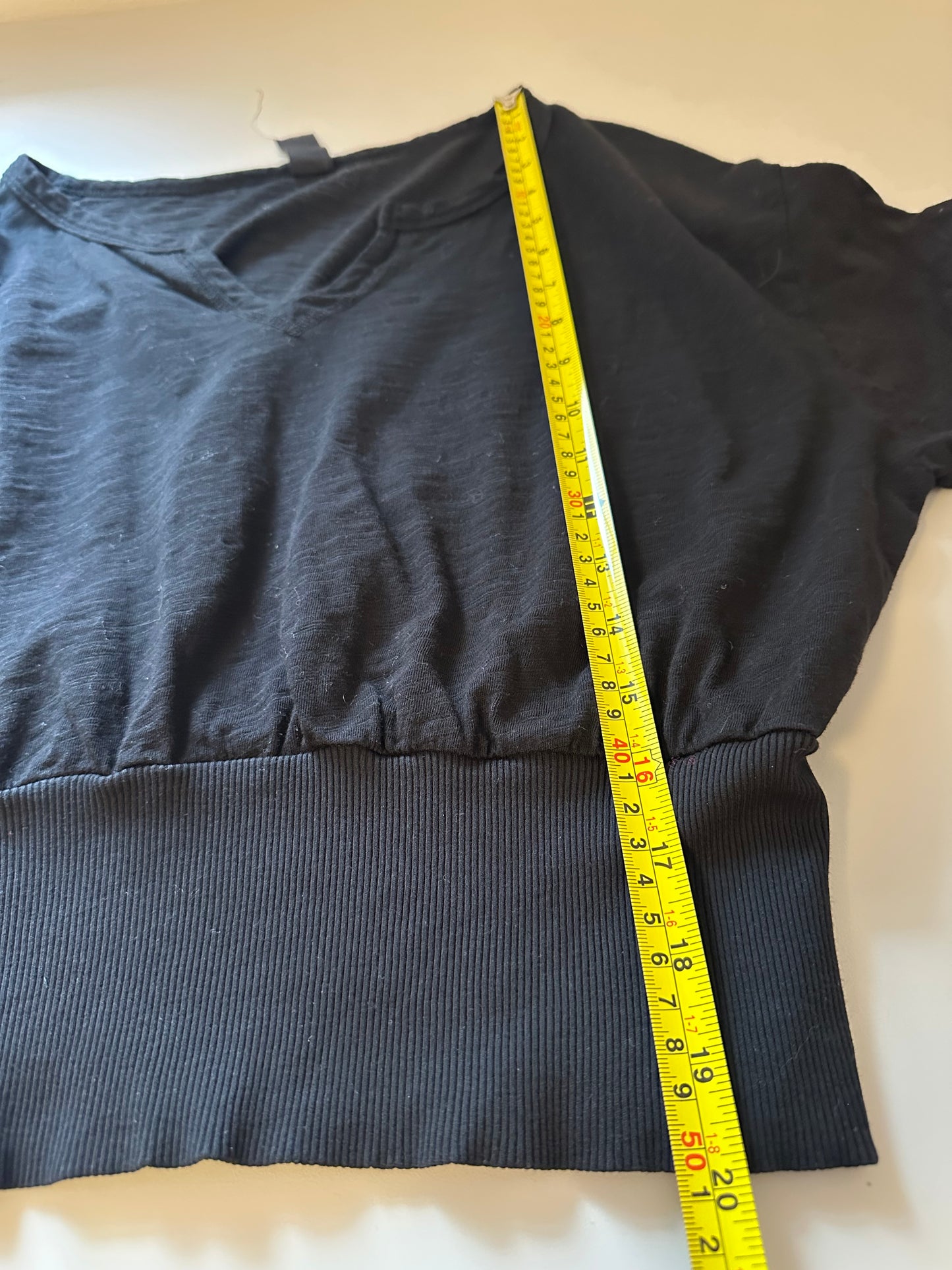 bobi Black Split Neck Long Sleeve T-Shirt | Size Small