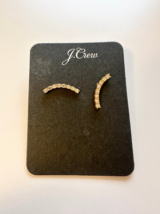 New J. Crew Mini Stone Climber Gold Curve Earrings