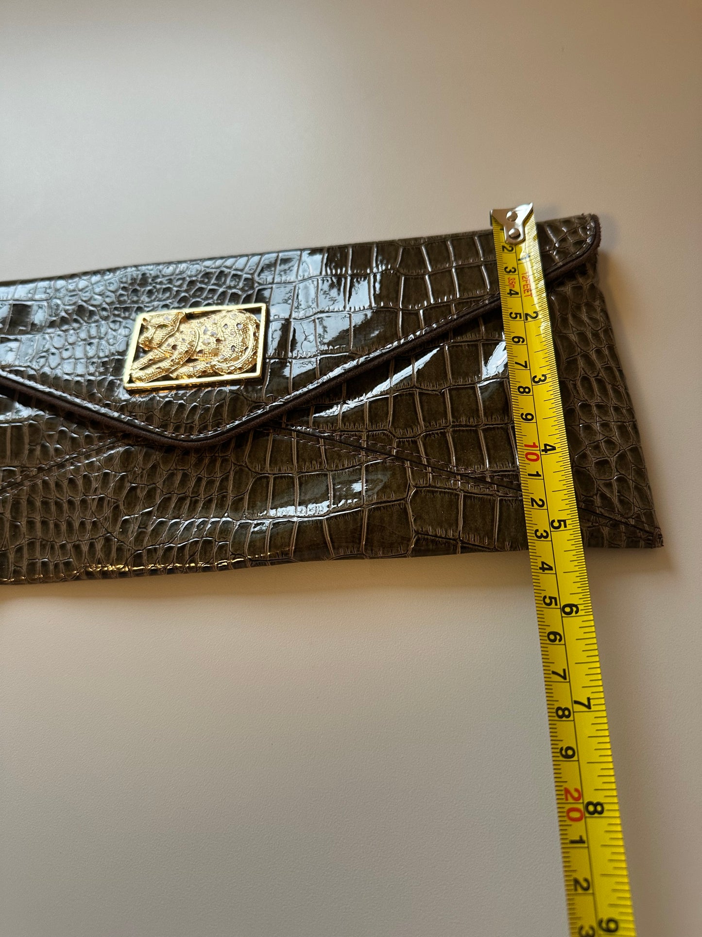 Lilly Pulitzer Crocodile-Embossed Clutch Purse in Brown