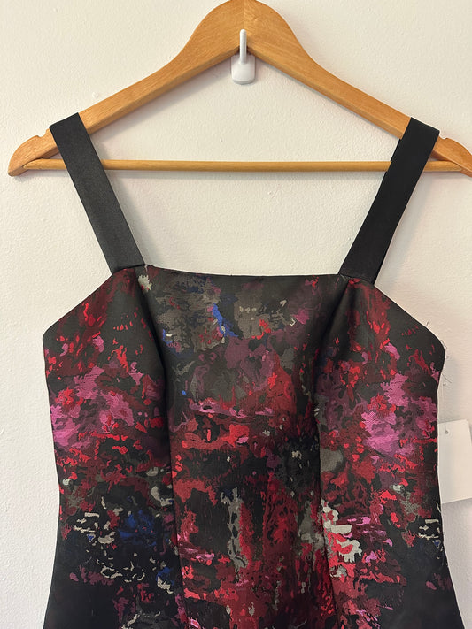 DB Studio NWT Black and Red Brocade Mini Dress | Size 4