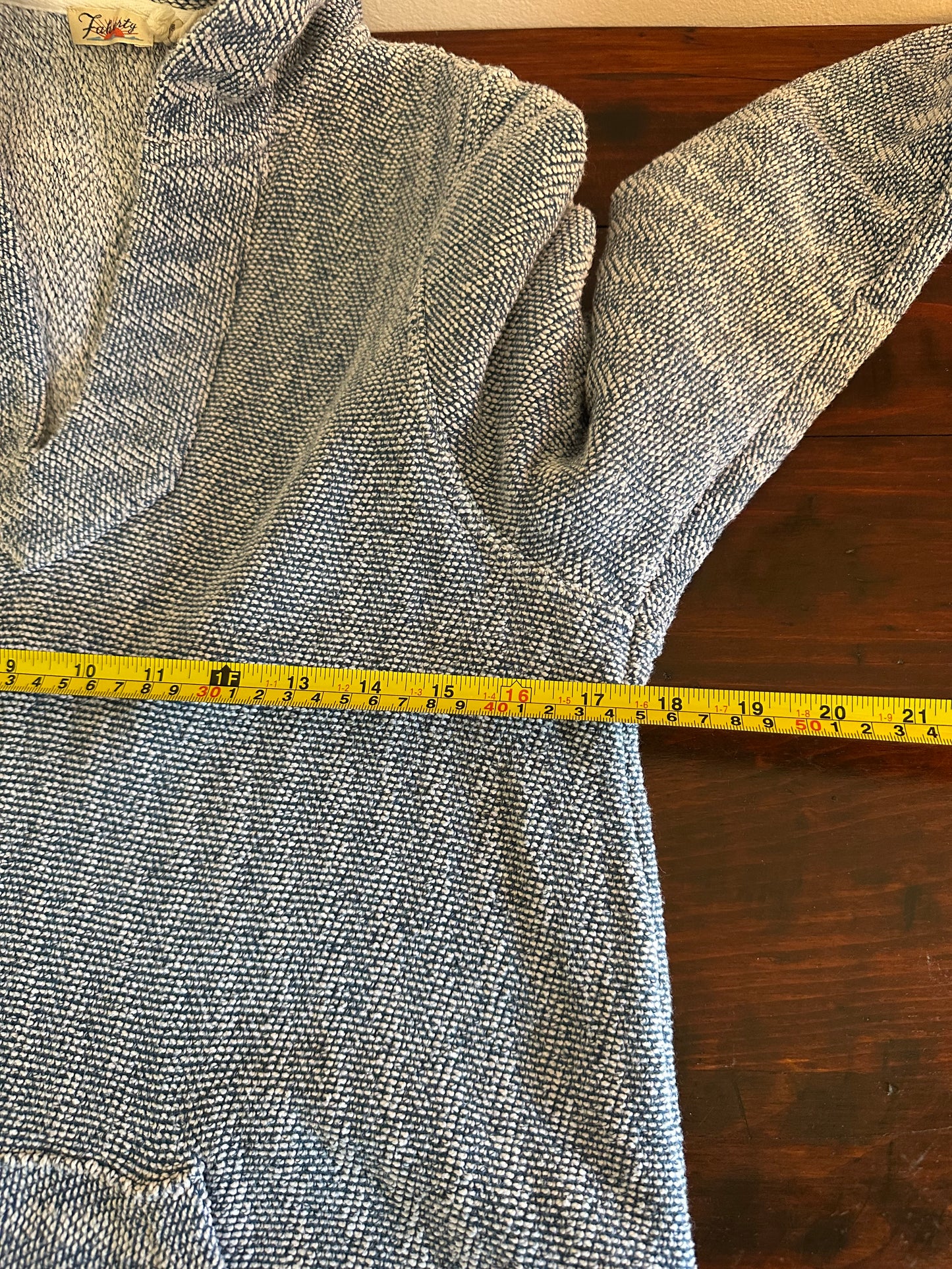 Faherty Beach Terry Hoodie in Whitewater Blue - Size Large