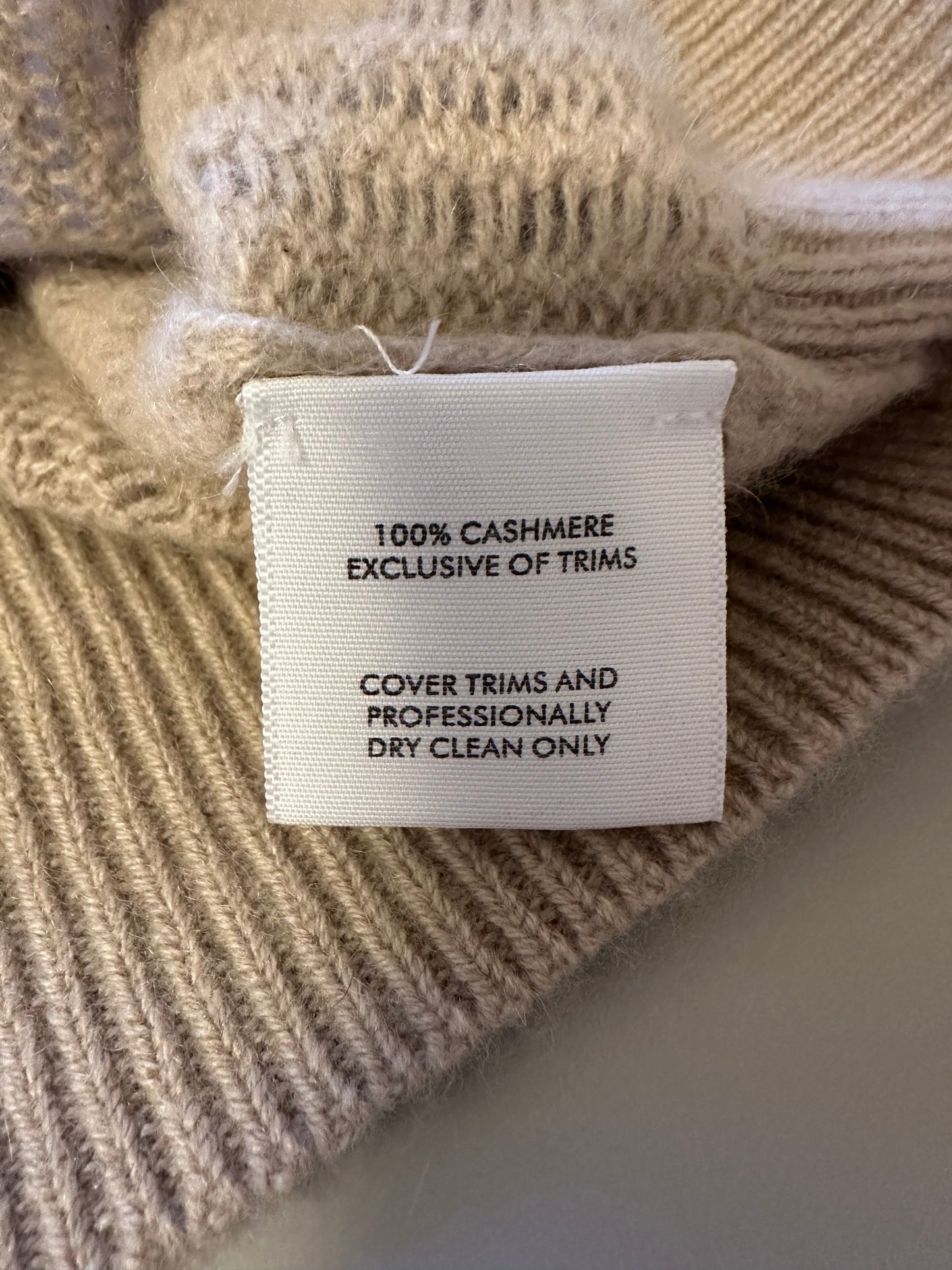 White + Warren Cashmere Textured Cardigan in Jute Heather | Size Small