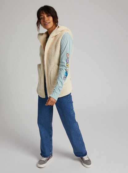NWT Burton Minxy Hooded Vest in Crème Brûlée Sherpa - Size Small