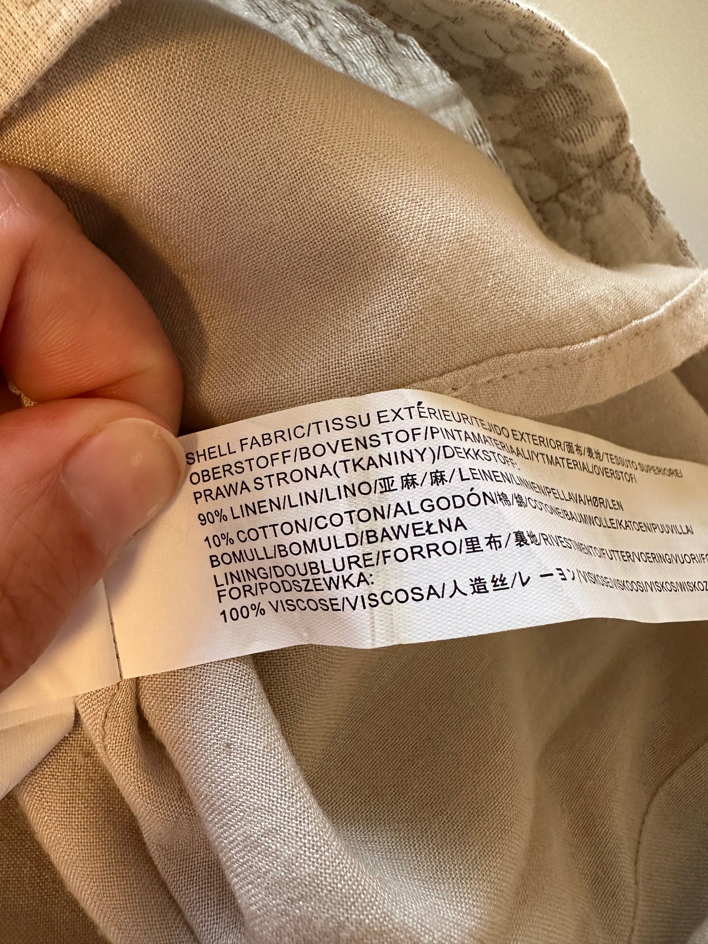 J.O.A. Cream and Beige Floral Linen and Cotton Mini Dress | Size Small