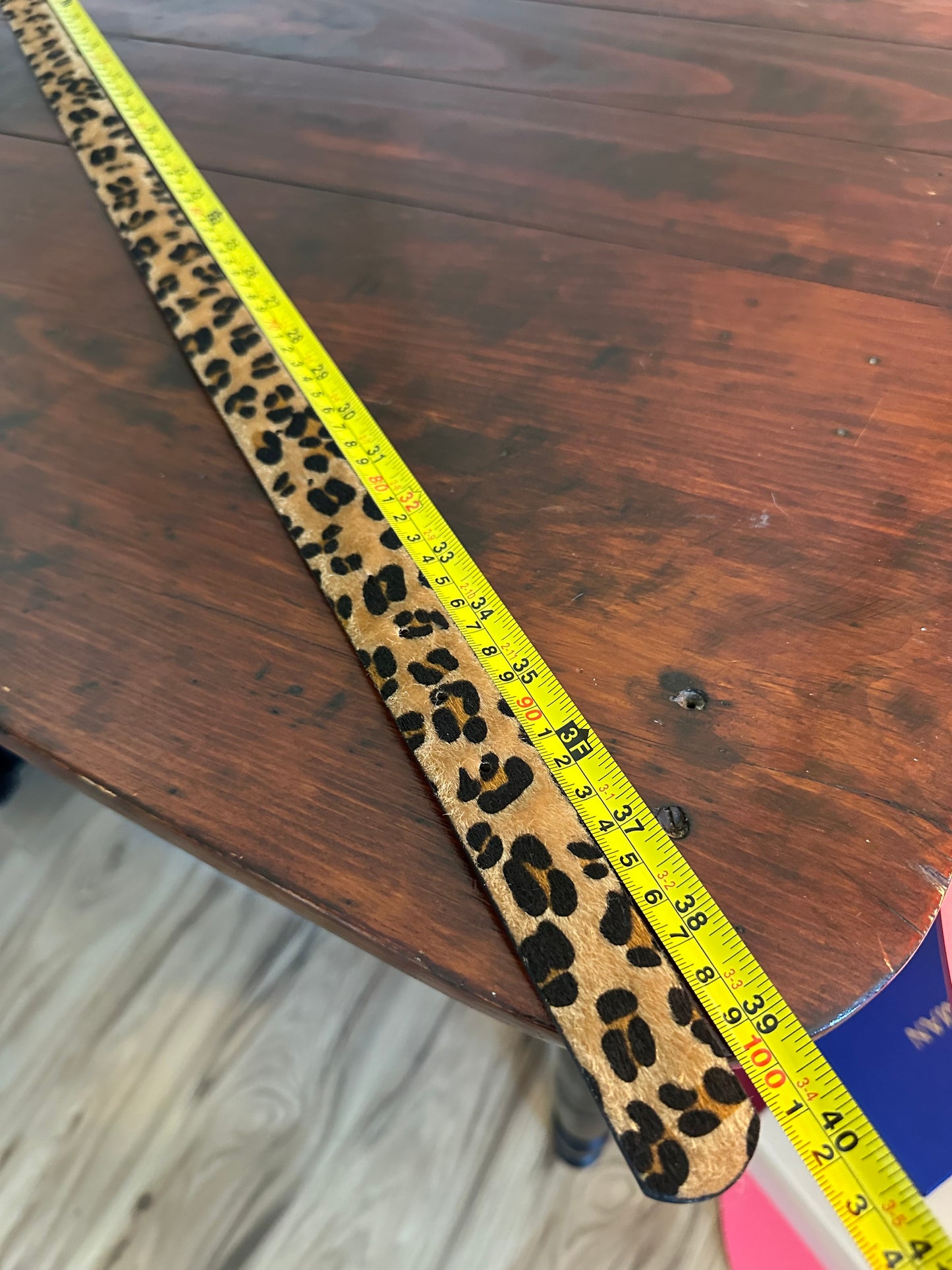 Leopard Print Belt with Gold Buckles