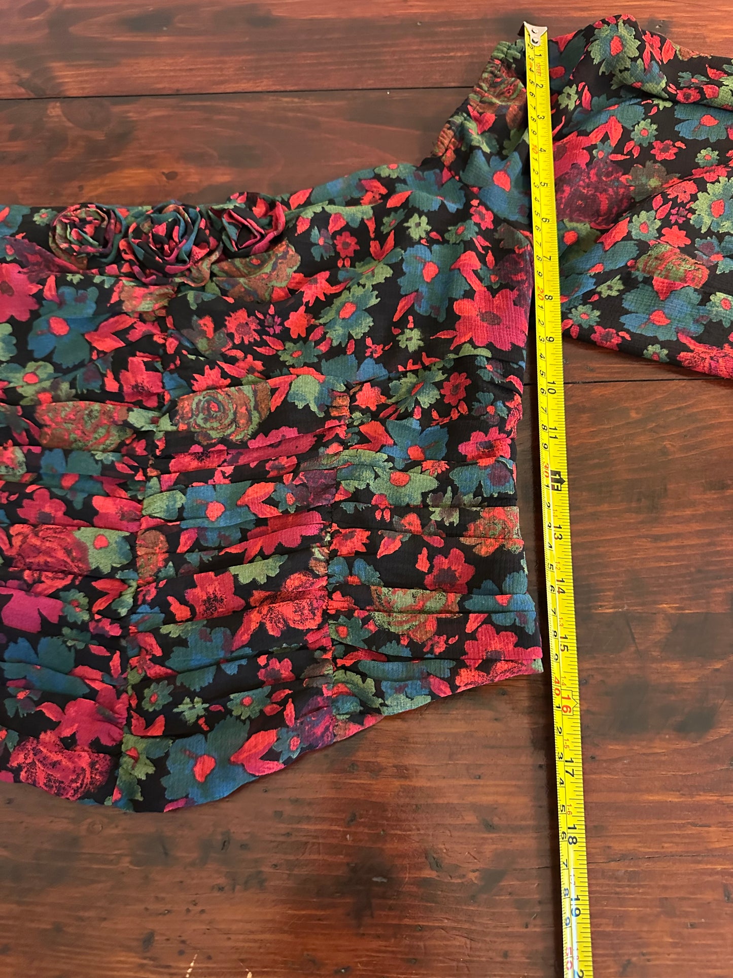Free People Oh La La Floral Blouse - Red and Black in Size Medium