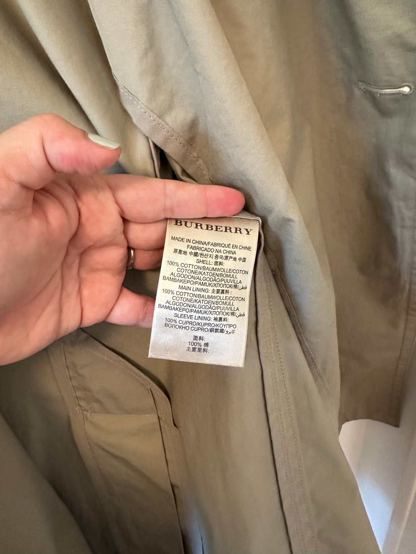 Burberry Brit Classic Tan Double-Breasted Cotton Women's Trench Coat Size 8
