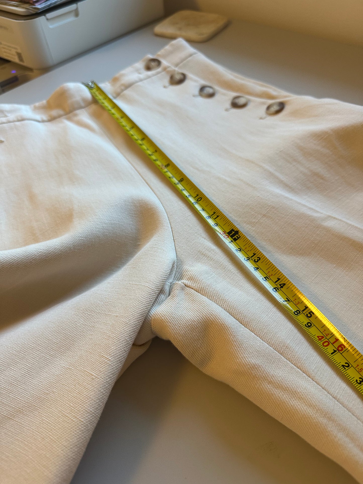 Sezane Marino Wide Leg High Waist Trousers in Ecru | Size 4