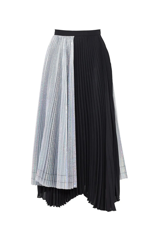 Delfi Collective Eliza Asymmetrical Black and Silver Skirt - Size Medium
