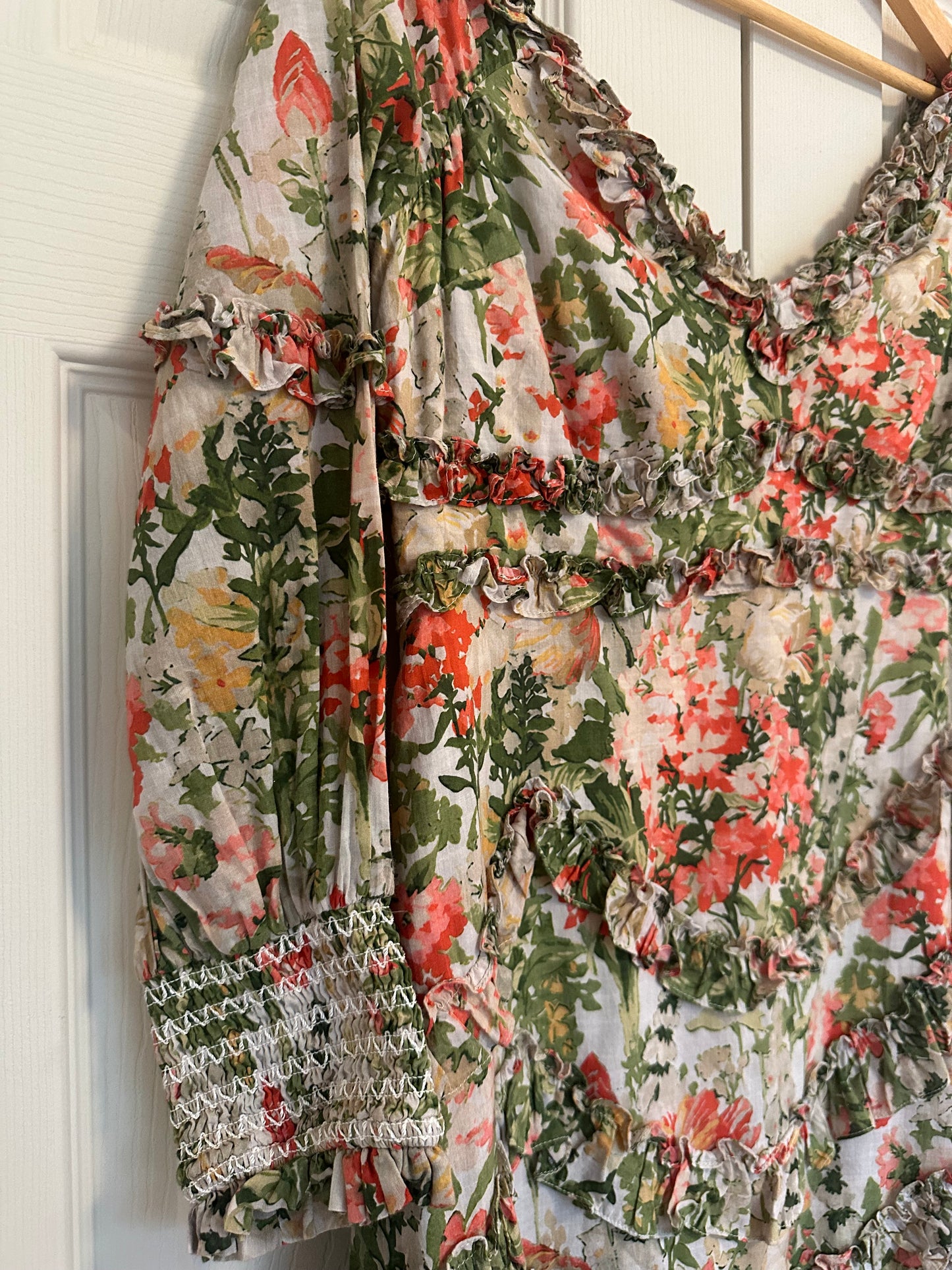 Mac Duggal Floral Long Sleeve Ruffle Detail Off-Shoulder Dress - Size 10