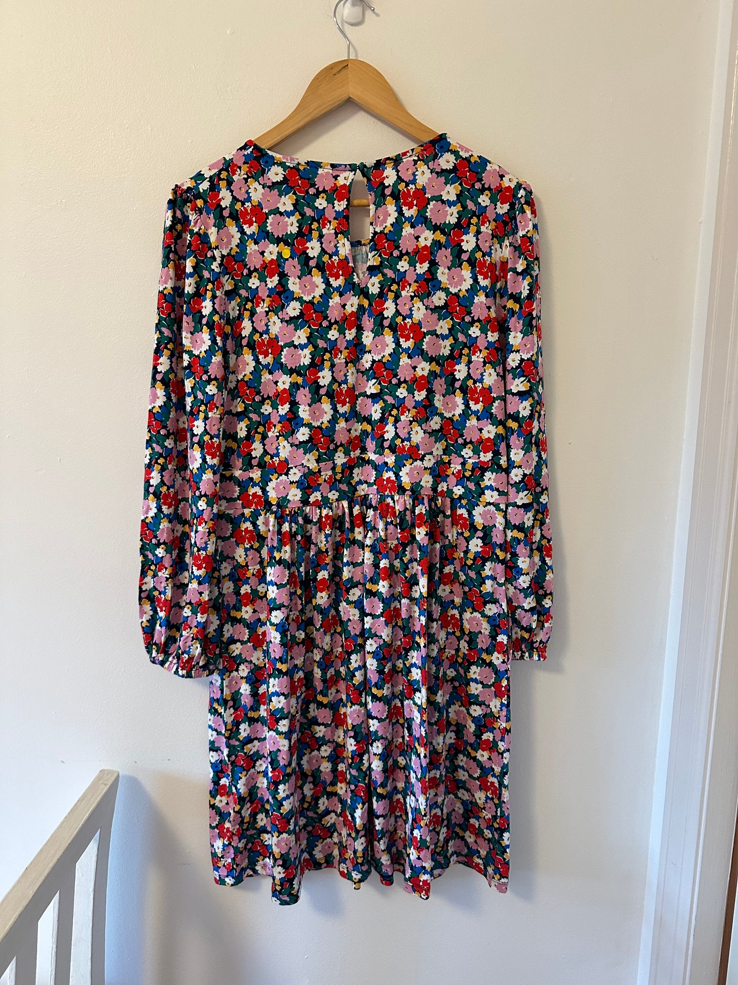 NWT Boden Alexandra Blouson Jersey Dress in Multi, Painterly Meadow - Size 12P