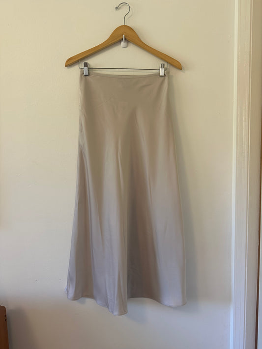 NWT Truth Beige Silky A-Line Mid Length Skirt | Size Small
