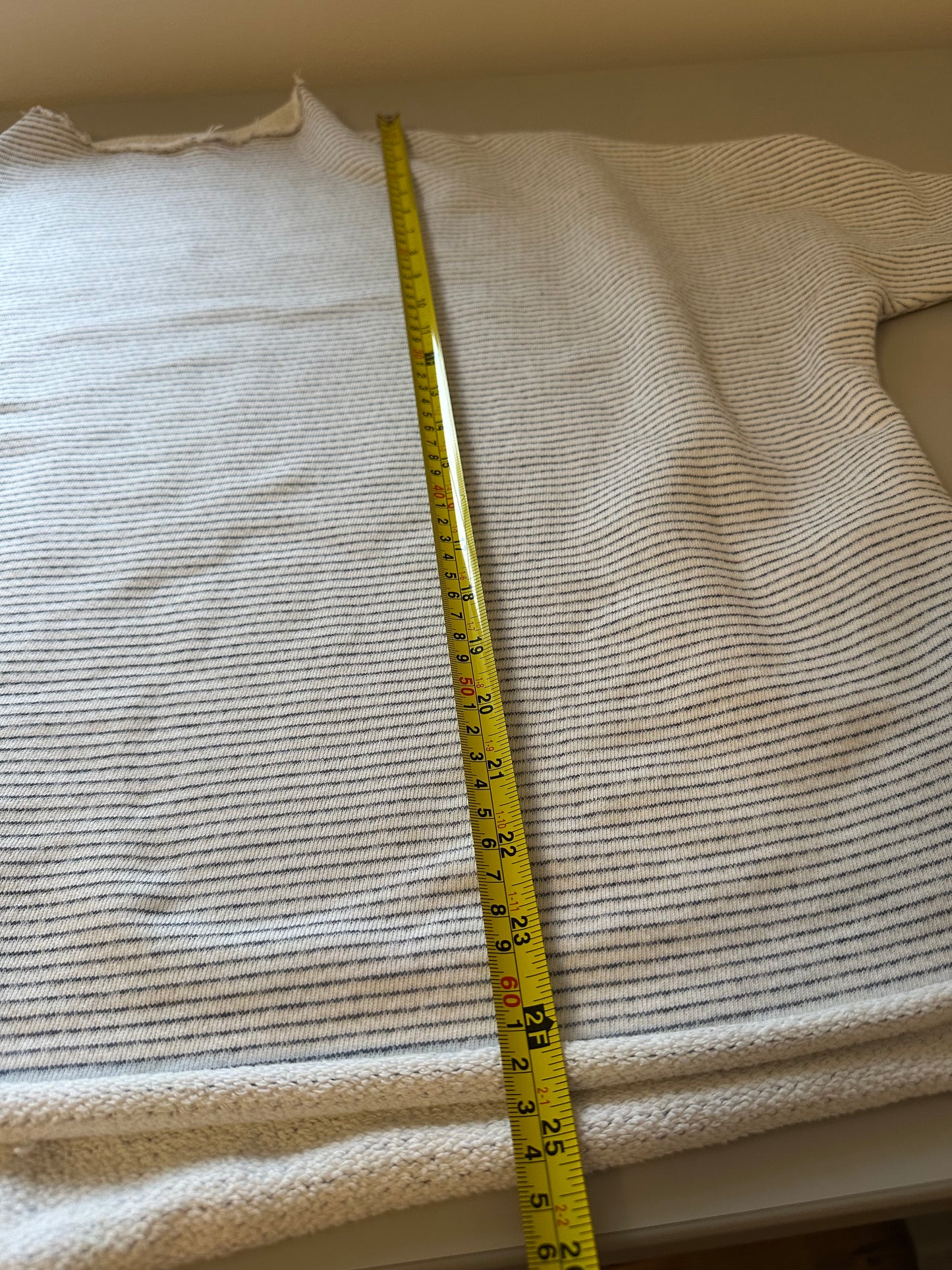 Frank & Eileen Tee Lab Triple Fleece Cotton White and Navy Sweatshirt | Size Medium