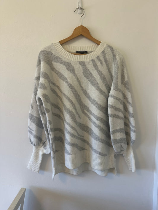 French Connection Gray and White Zebra Women's Sweater Size S