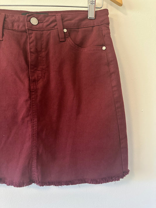Just Black Deep Red Burgundy Denim Mini Skirt | Size Small