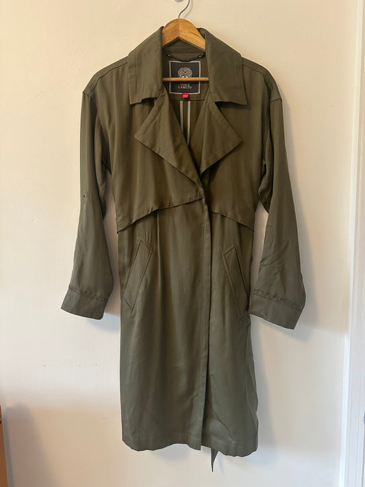 Vince Camuto Olive Green Women's Trench Coat | Size Small